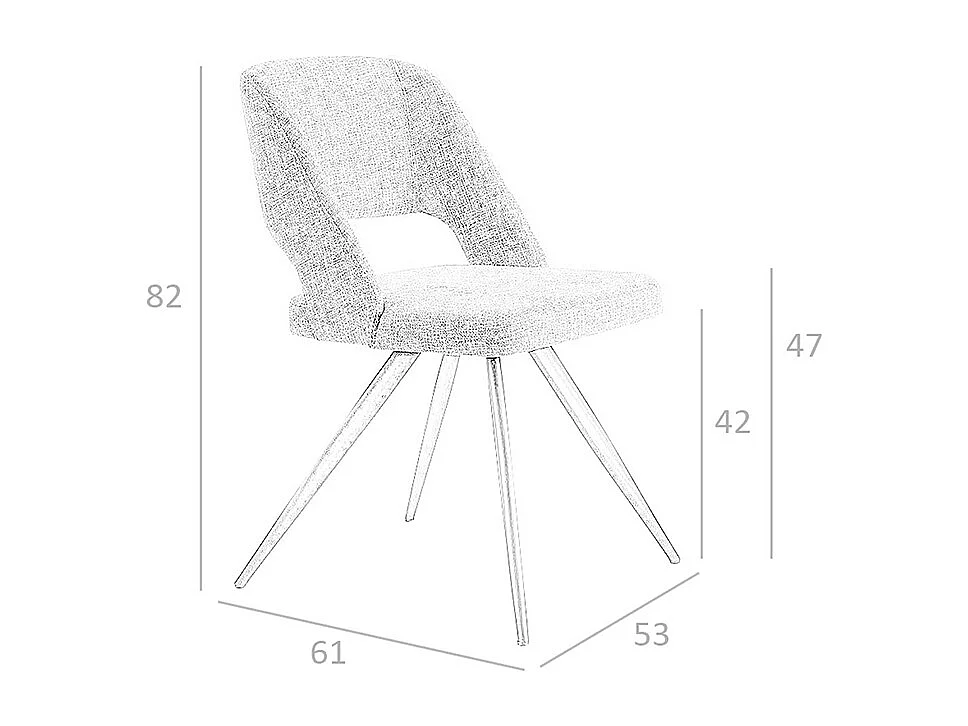 Chaise en tissu et pieds en acier noir 4010 ANGEL CERDA