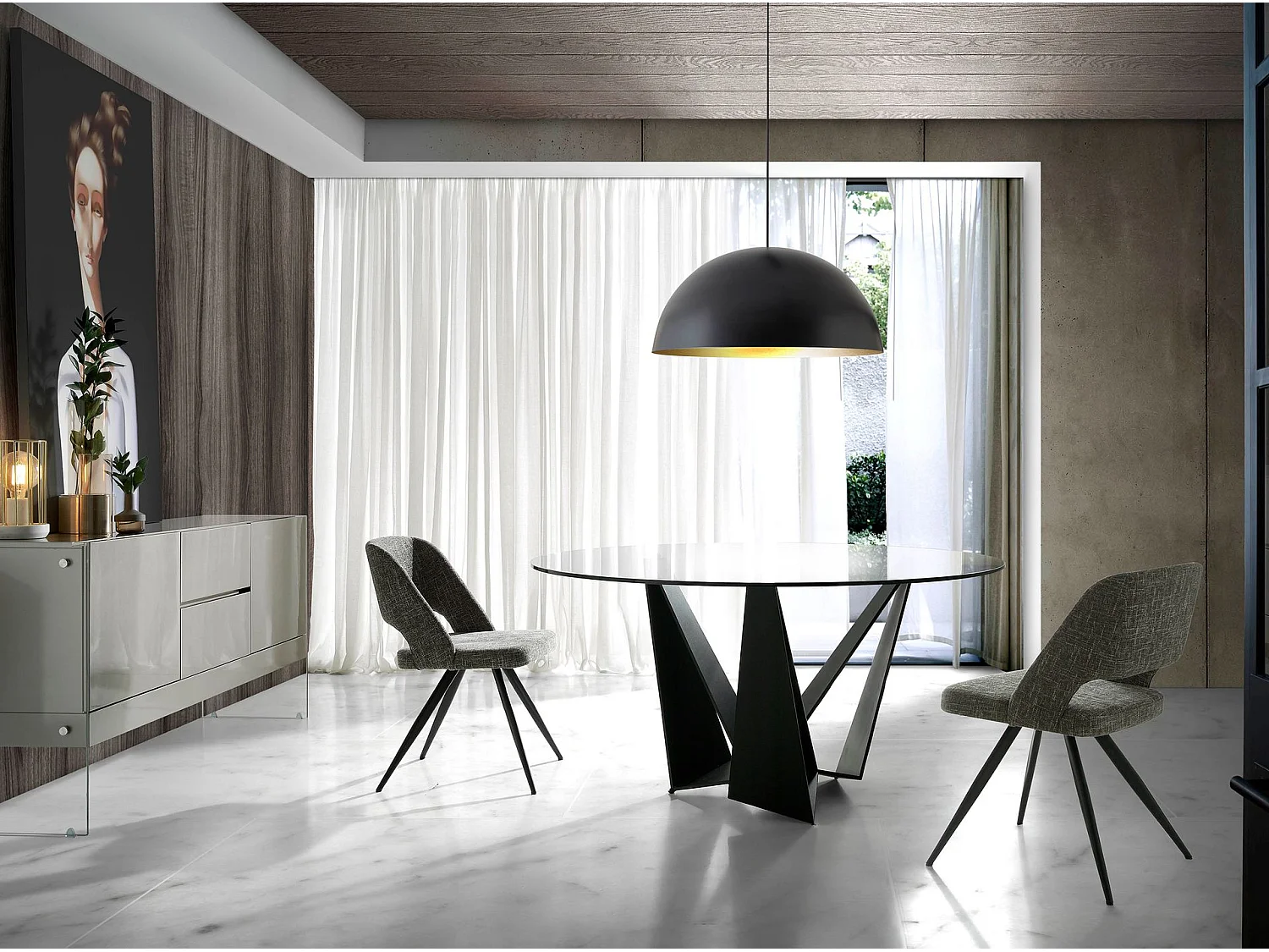 Chaise pivotante en tissu gris 4010 ANGEL CERDA