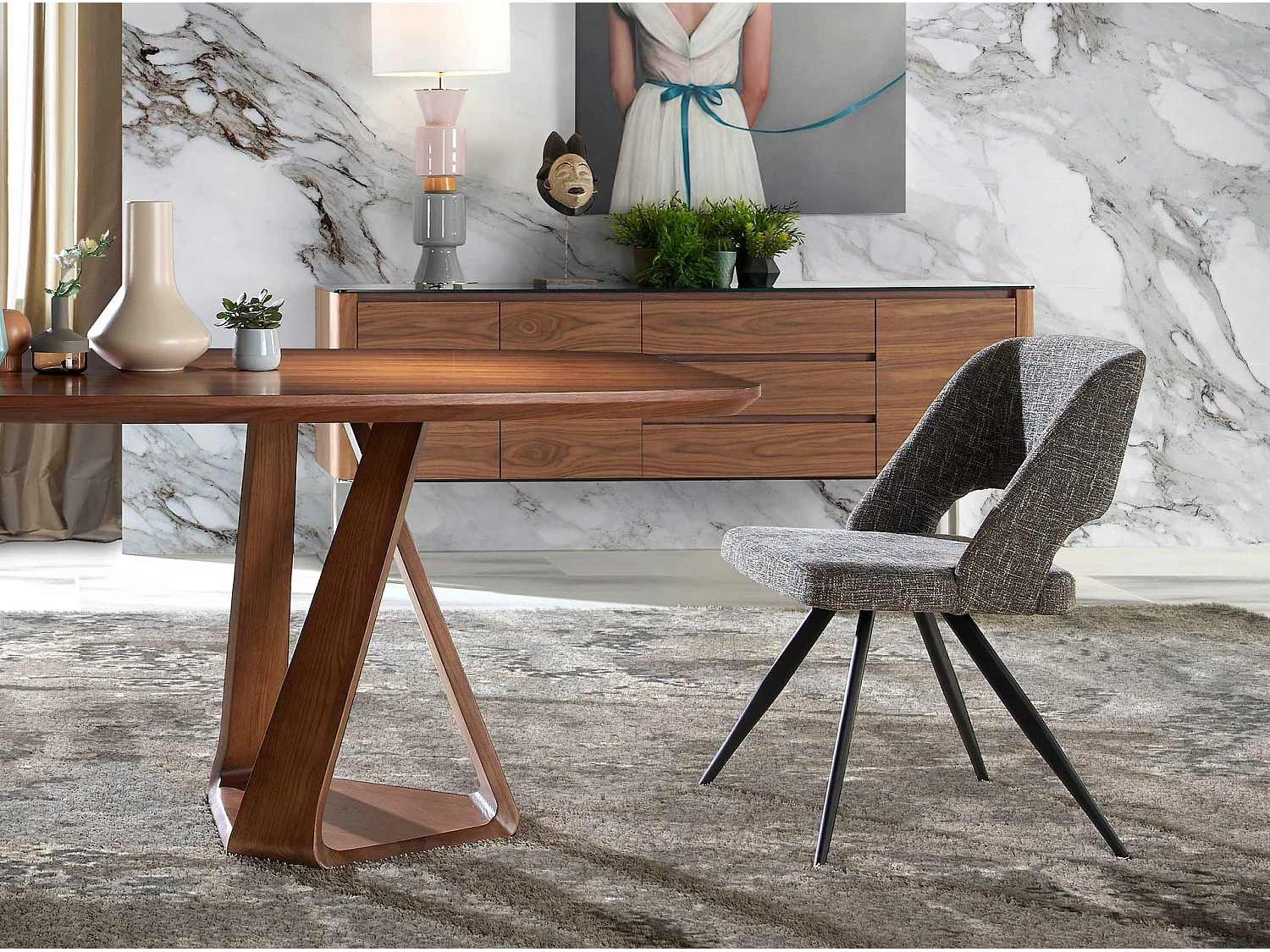 Chaise pivotante en tissu gris 4010 ANGEL CERDA