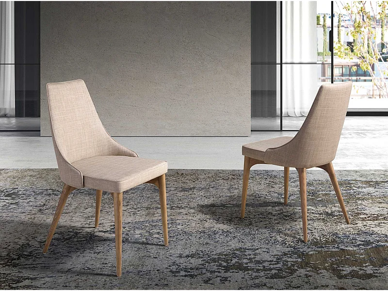 Sedia rivestita in tessuto con gambe in legno color Noce   4032 ANGEL CERDA