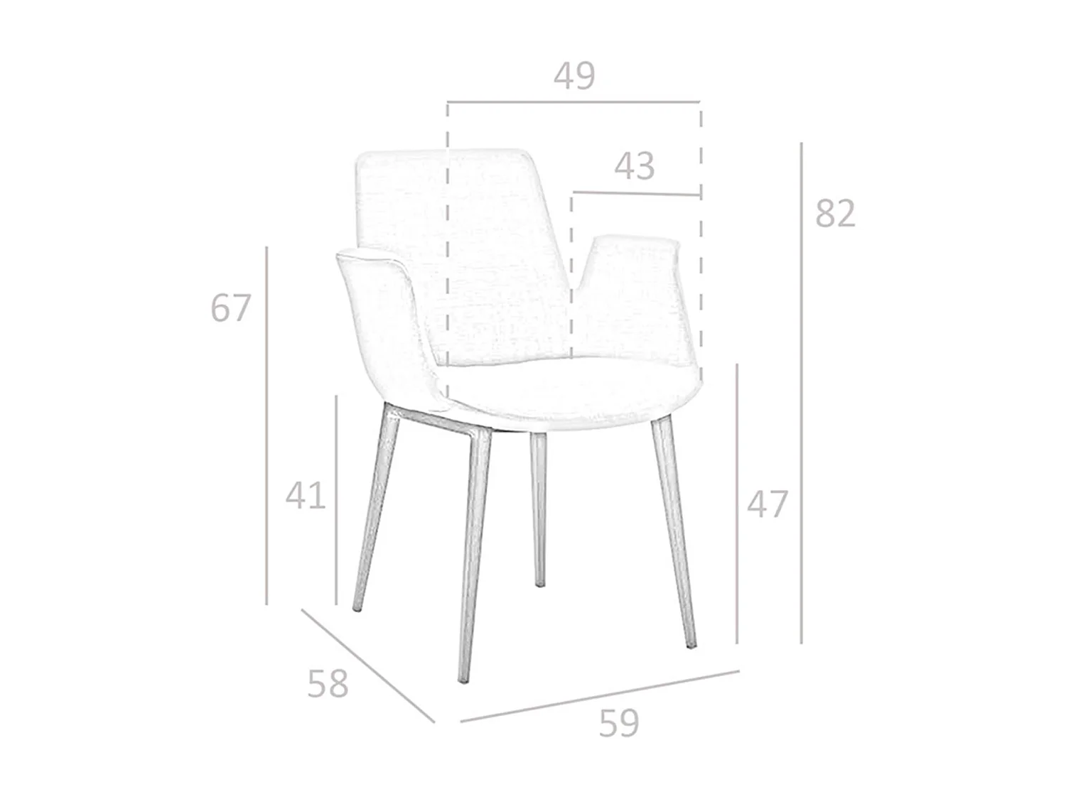 Sedia in tessuto grigio 4002 ANGEL CERDA