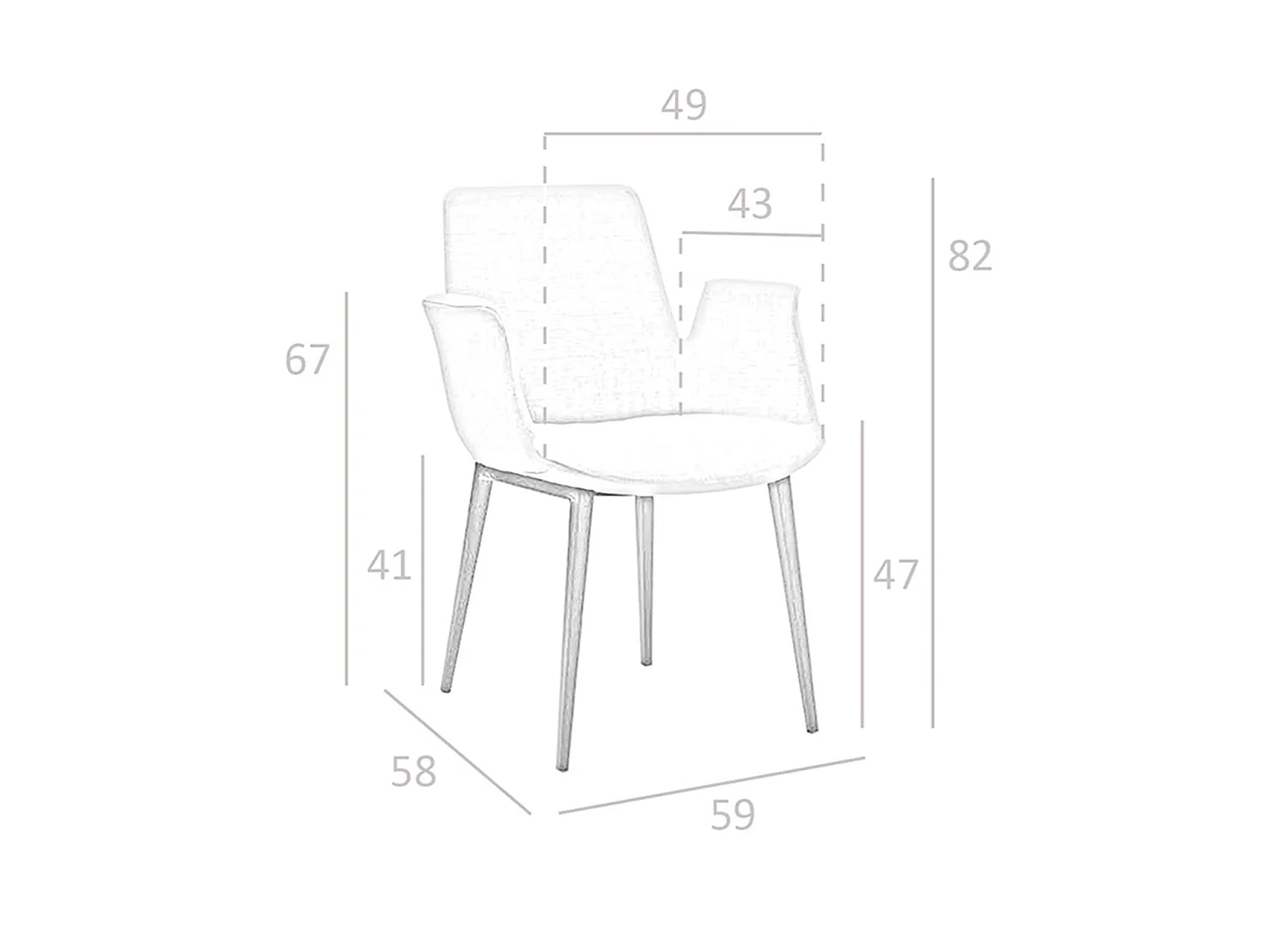 Grauer Stoffstuhl 4002 ANGEL CERDA