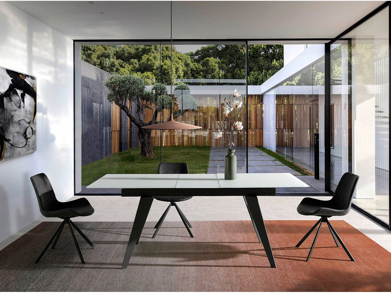 Chaise pivotante en tissu gris foncé 4071 ANGEL CERDA