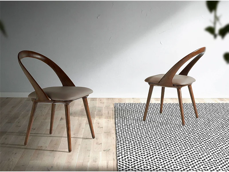 Chaise en similicuir noyer et vison 4063 ANGEL CERDA