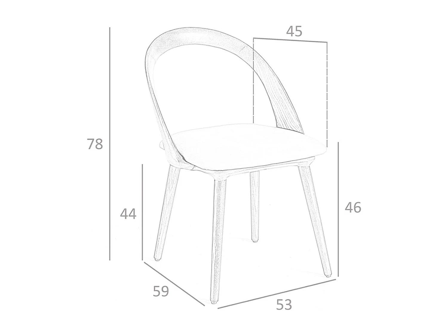 Chaise en similicuir noyer et vison 4063 ANGEL CERDA