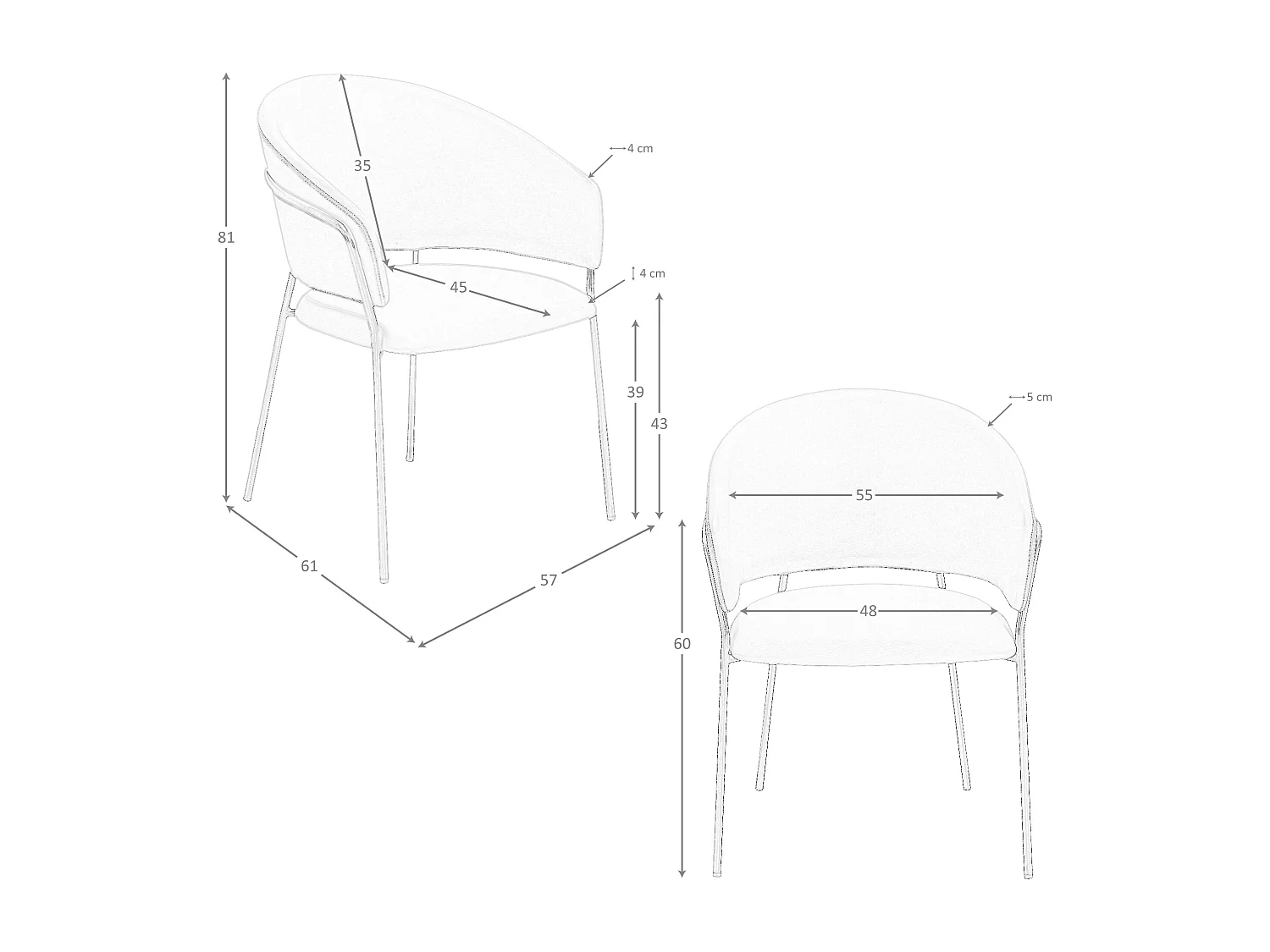 Chaise en similicuir vison foncé 4088 ANGEL CERDA