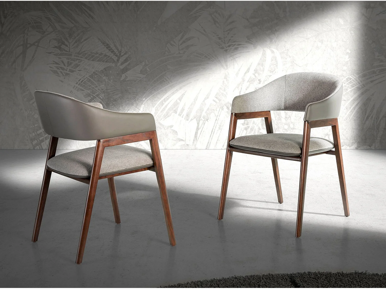 Chaise en tissu gris et vison foncé en similicuir 4091 ANGEL CERDA