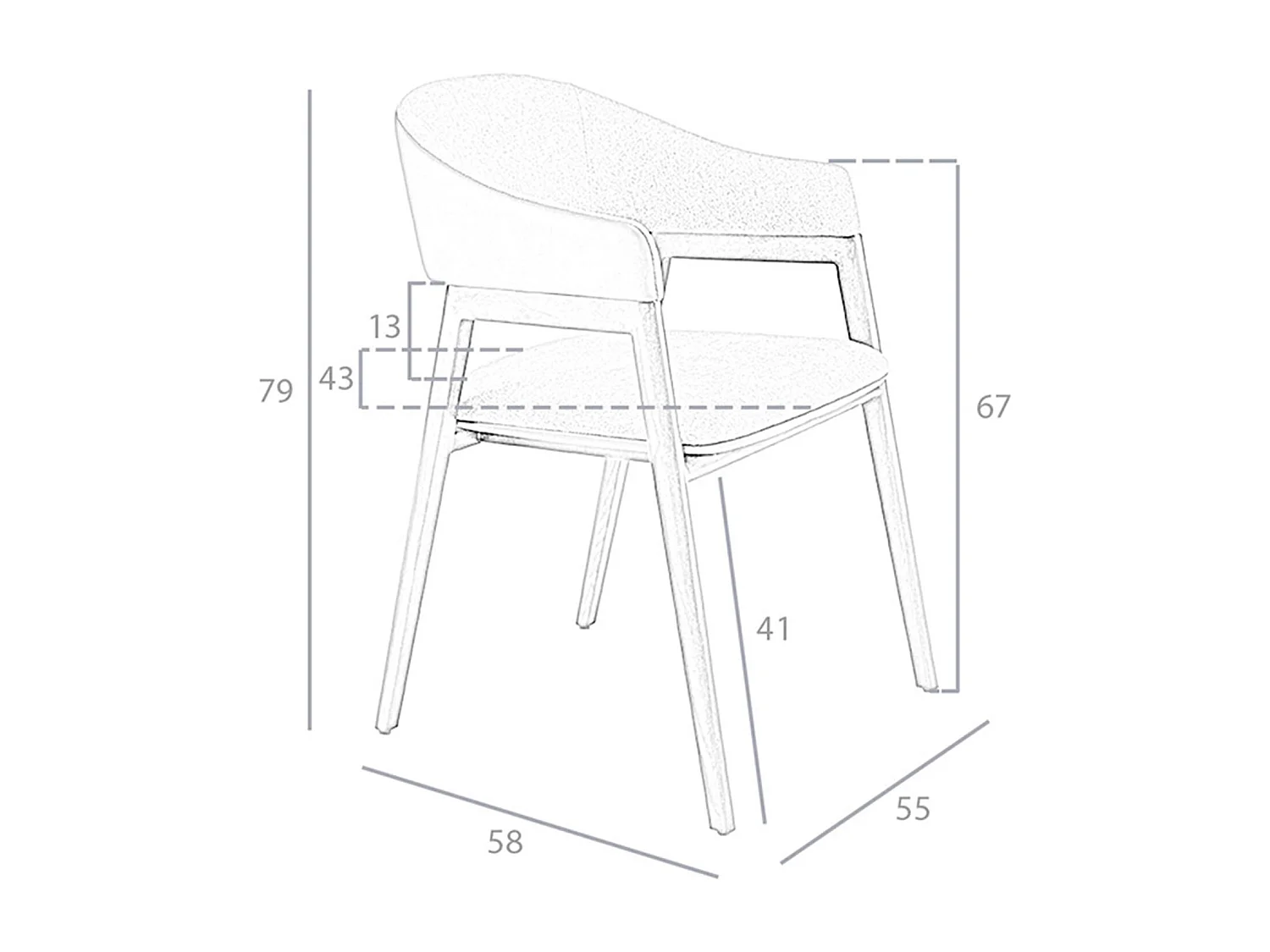 Grijze stof en donker nerts eco-leren stoel 4091 ANGEL CERDA