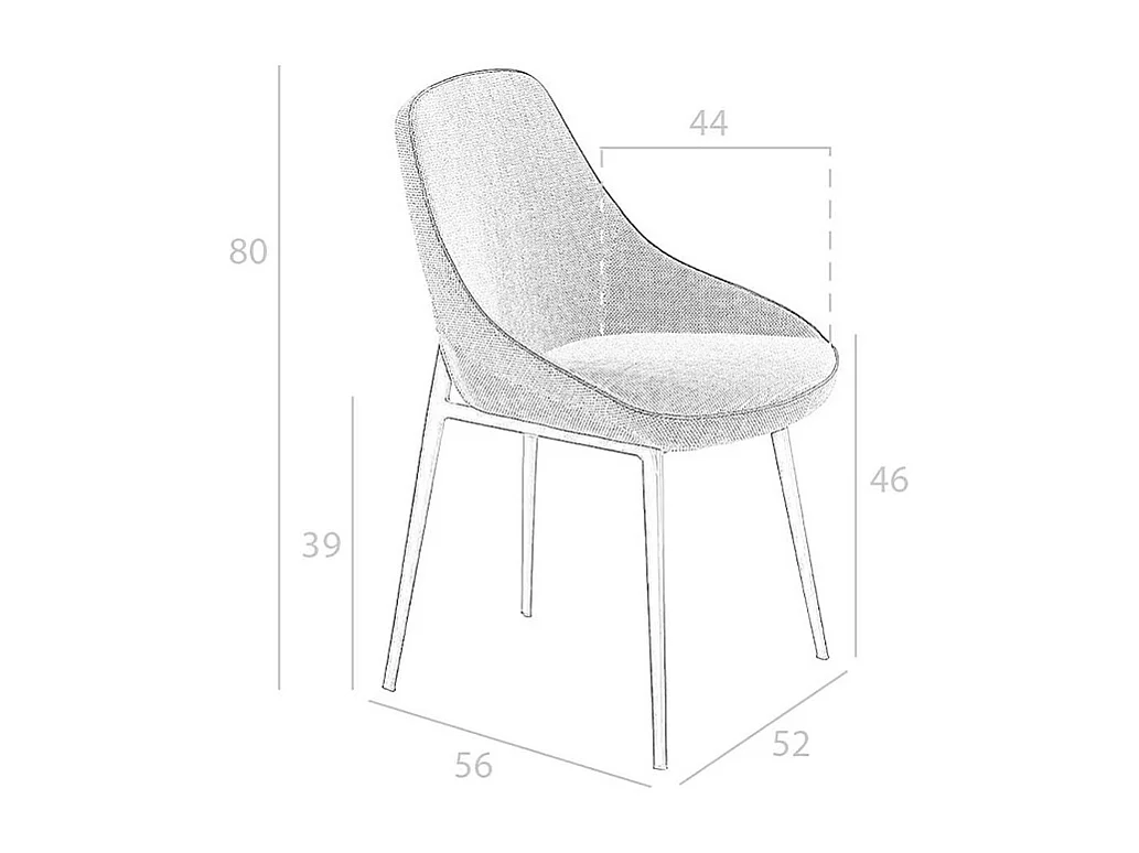 Chaise en tissu gris 4082 ANGEL CERDA