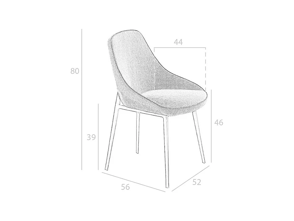 Chaise en tissu avec pieds en acier noir 4082 ANGEL CERDA