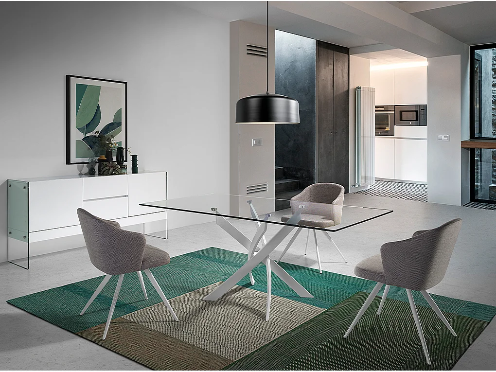 Cadeira de jantar estofada em tecido  4056