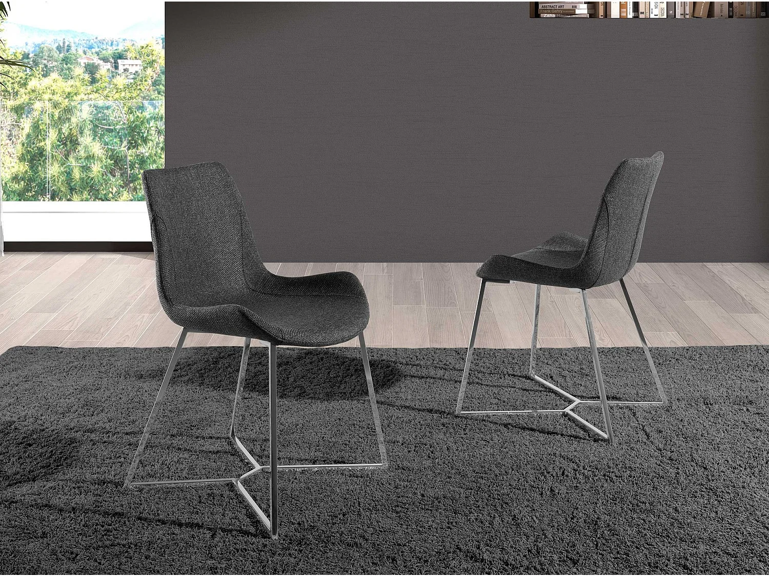 Gepolsterter Esstischstuhl grauem Stoff  4009 ANGEL CERDA