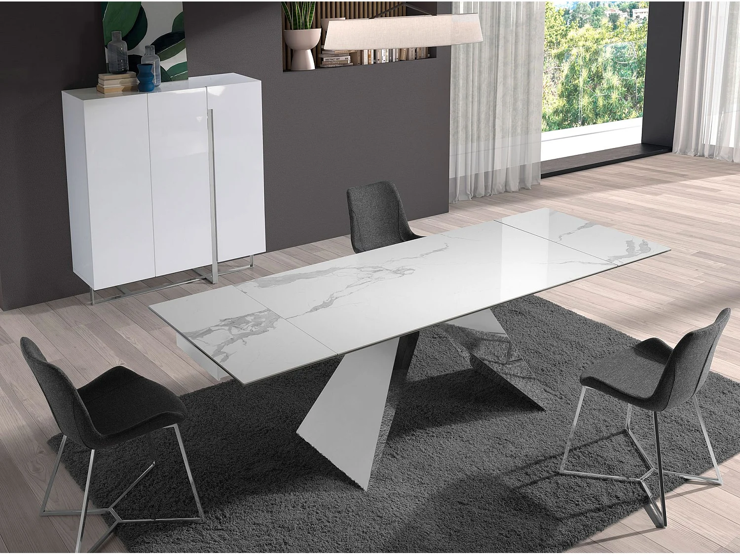 Gepolsterter Esstischstuhl grauem Stoff  4009 ANGEL CERDA