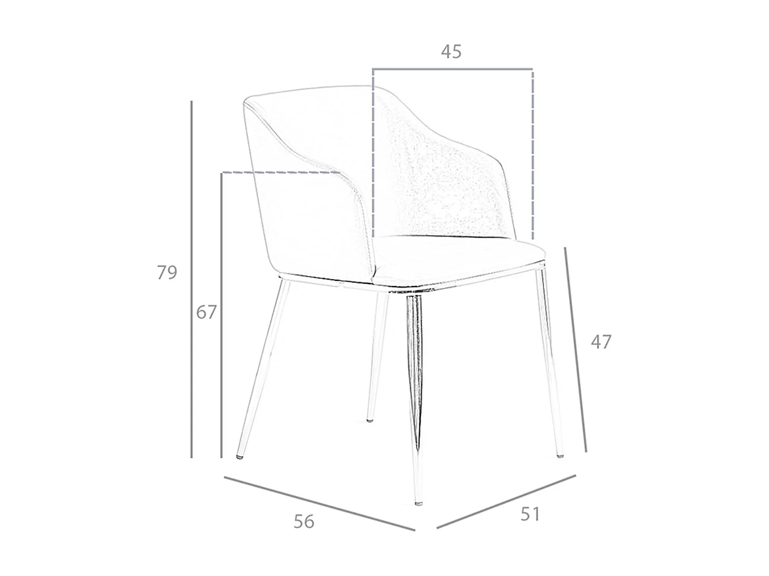Chaise en tissu gris 4050 ANGEL CERDA