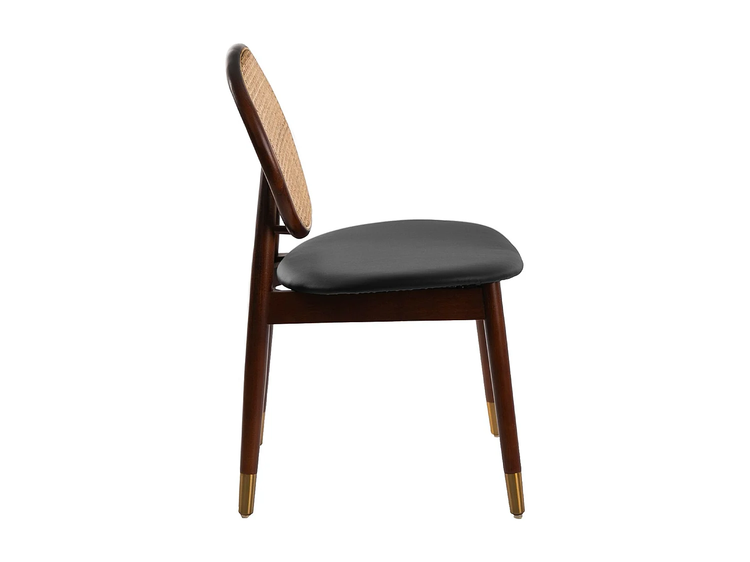 Chaise en rotin et similicuir noir 4093 ANGEL CERDA