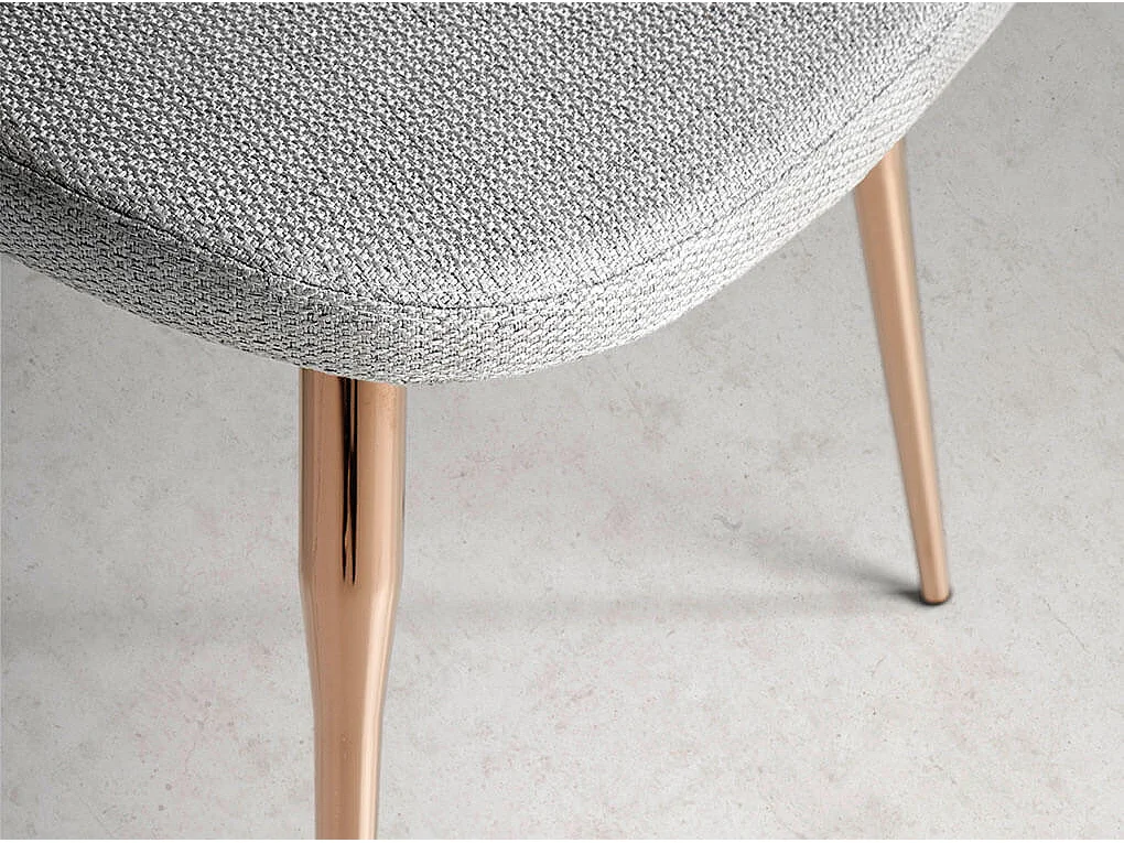Sedia rivestita in tessuto con gambe in acciaio color oro rosa   4081 ANGEL CERDA