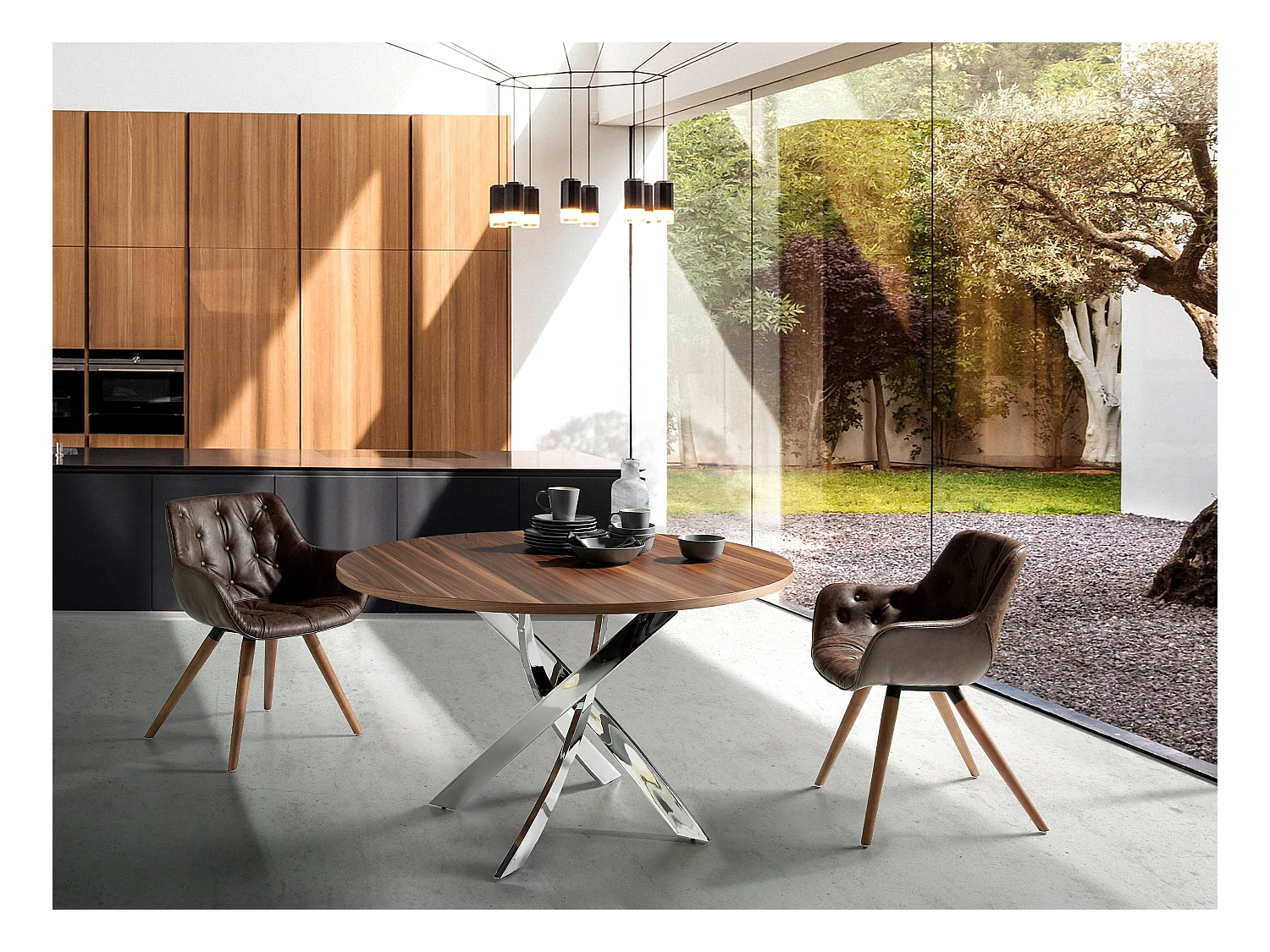 Chaise en simili cuir et bois noyer 4073 ANGEL CERDA