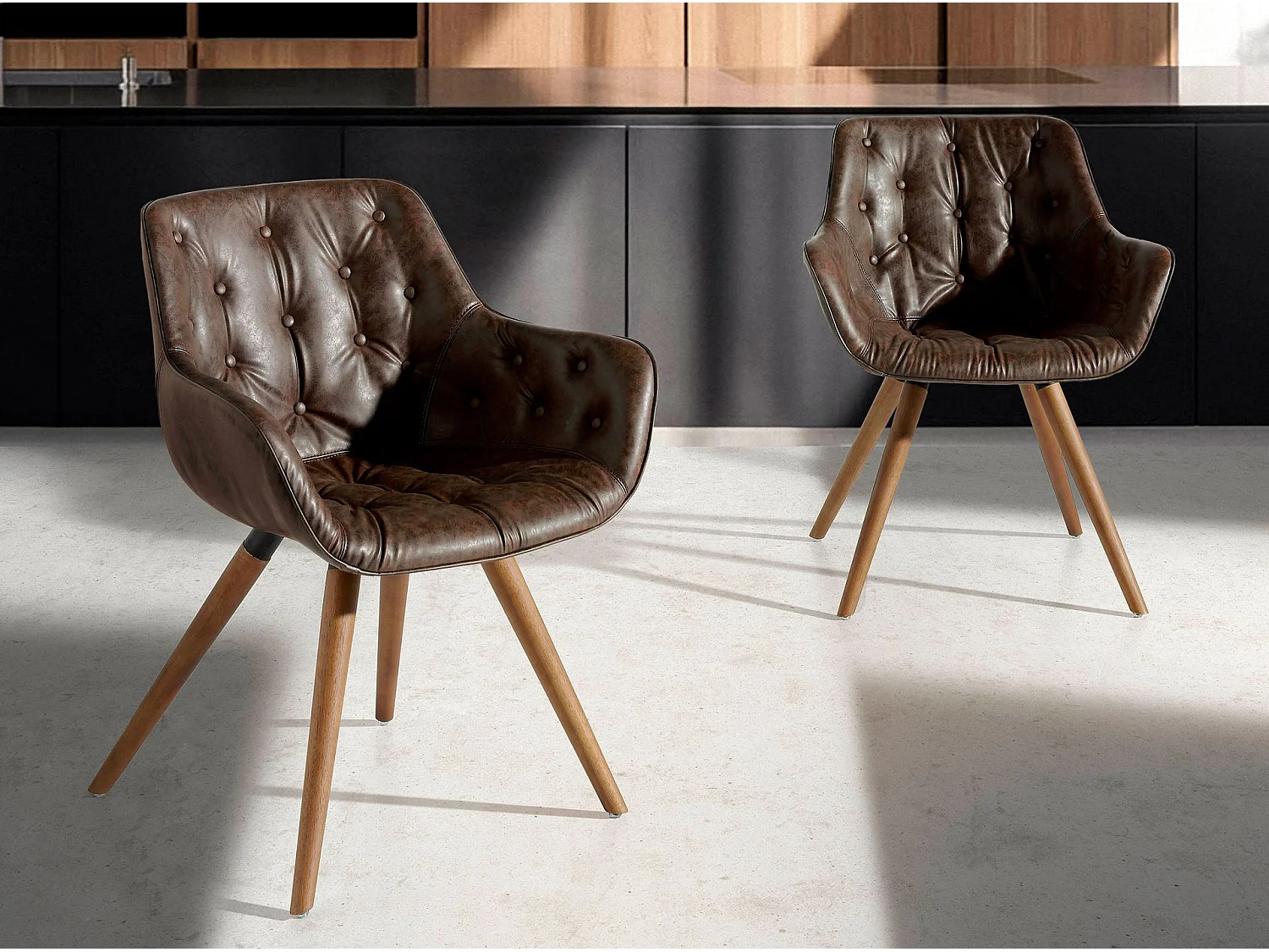 Chocoladebruine eco-leren stoel 4073 ANGEL CERDA