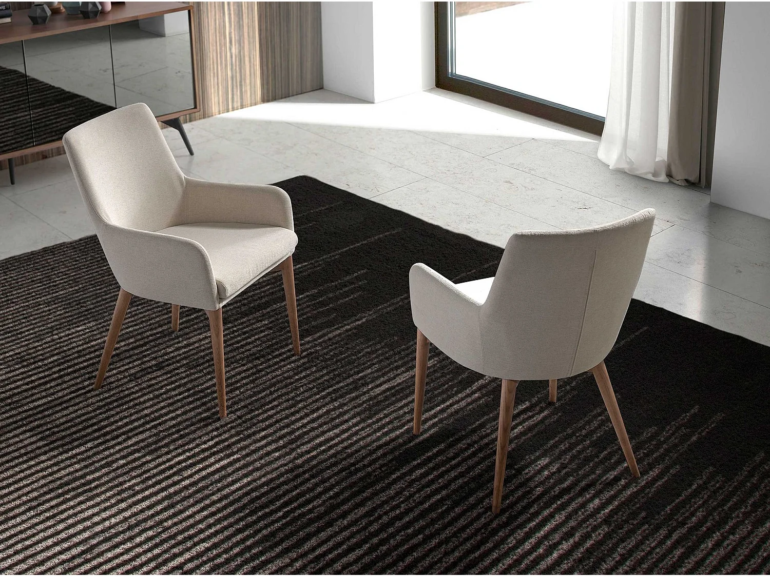 Chaise en tissu beige 4048 ANGEL CERDA