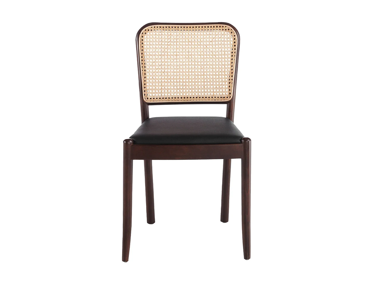 Stuhl aus Rattan und schwarzem Öko-Leder 4094 ANGEL CERDA