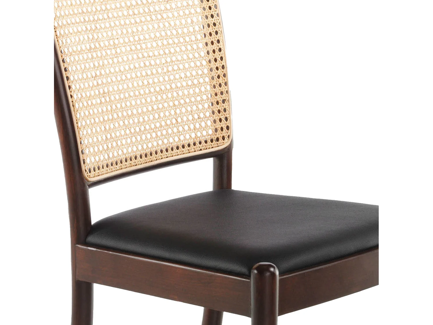 Stuhl aus Rattan und schwarzem Öko-Leder 4094 ANGEL CERDA