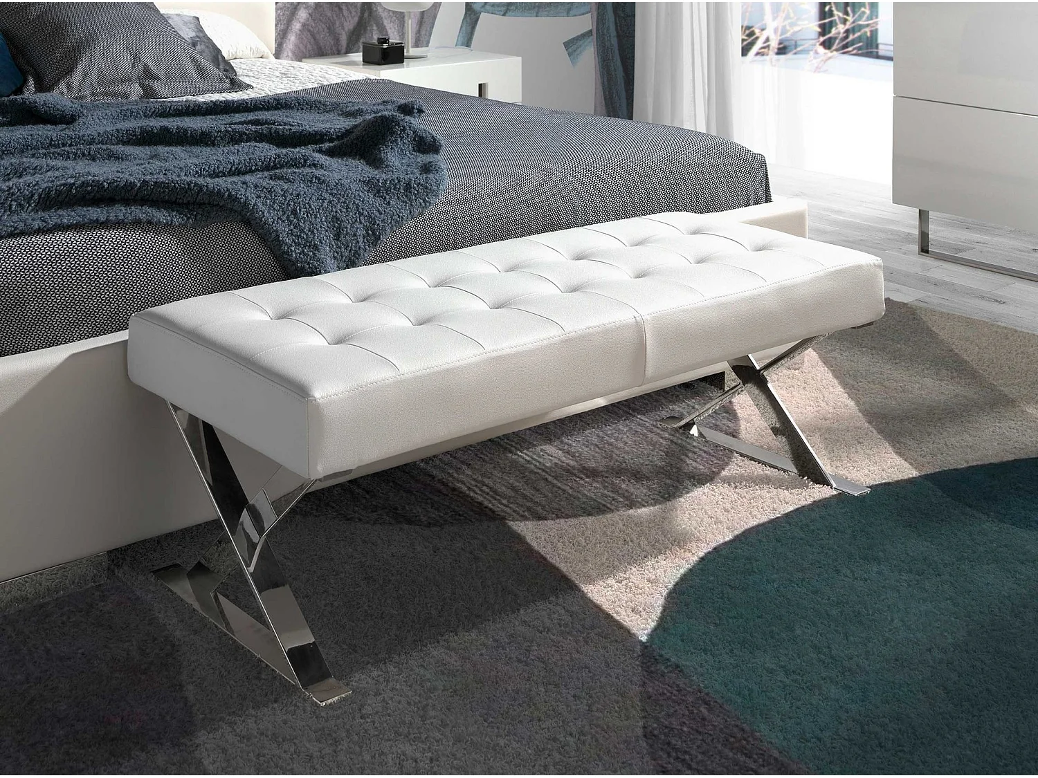 Banc en similicuir blanc 5001 ANGEL CERDA