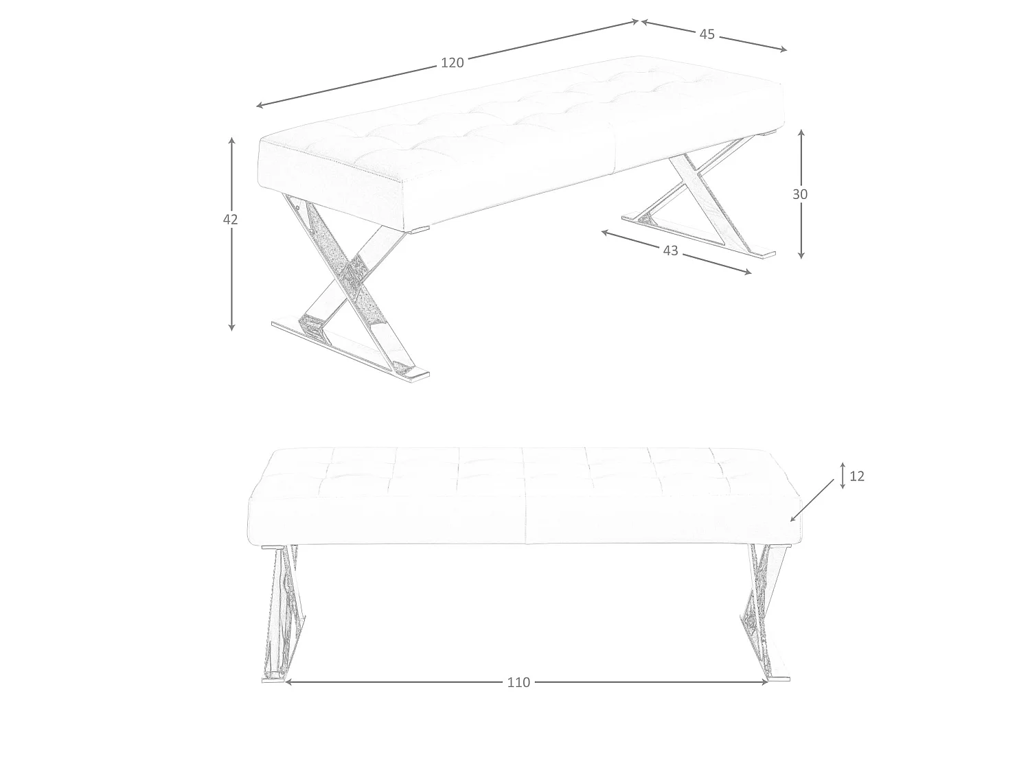 Banc en similicuir blanc 5001 ANGEL CERDA