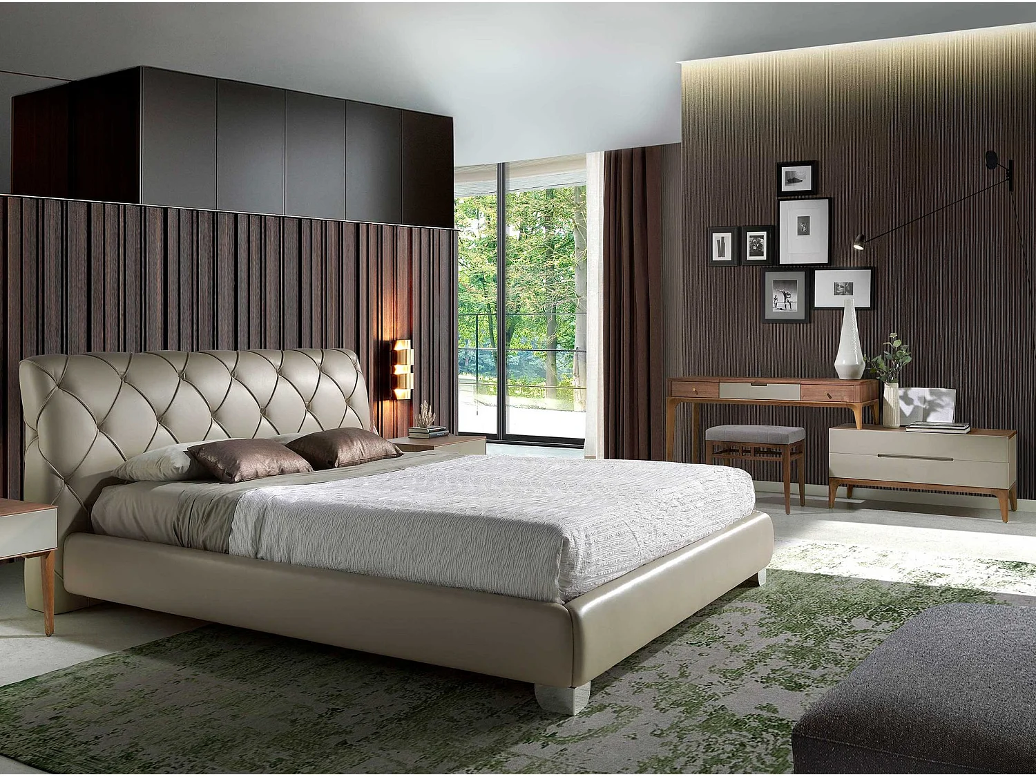 Tabouret en tissu gris 5027 ANGEL CERDA