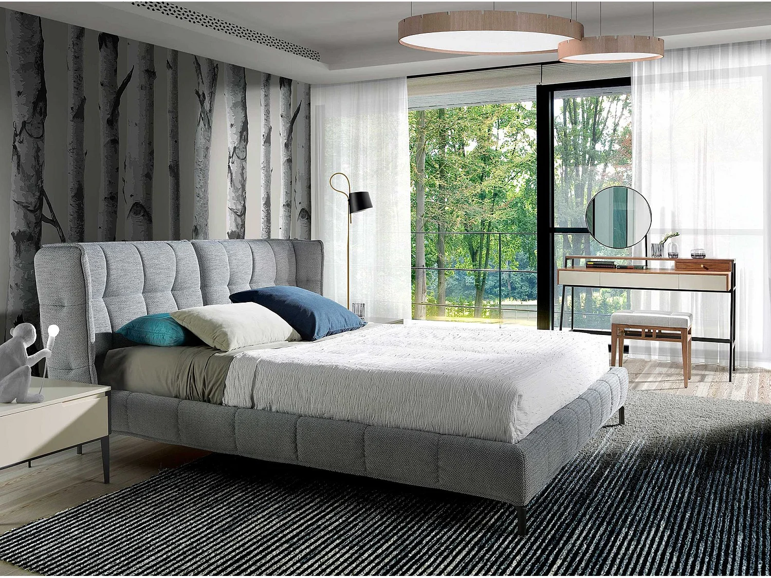 Tabouret en tissu gris 5027 ANGEL CERDA