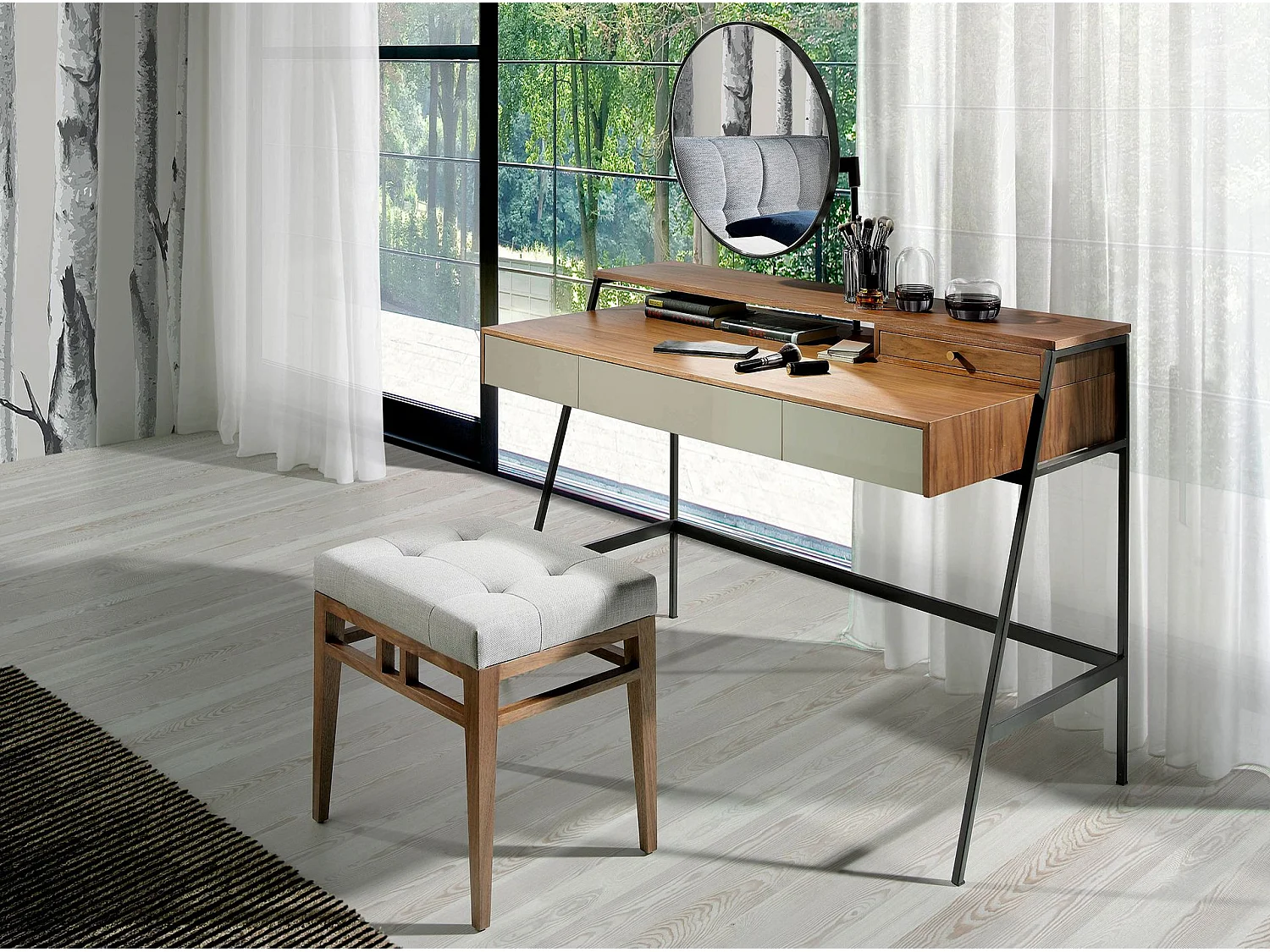 Tabouret en tissu gris 5027 ANGEL CERDA