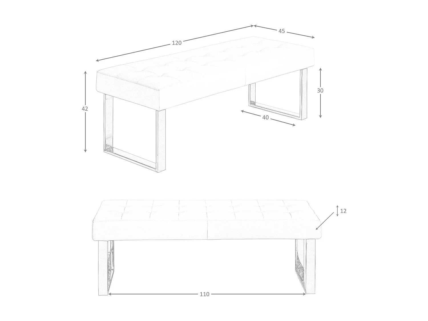 Banc en similicuir blanc 5000 ANGEL CERDA