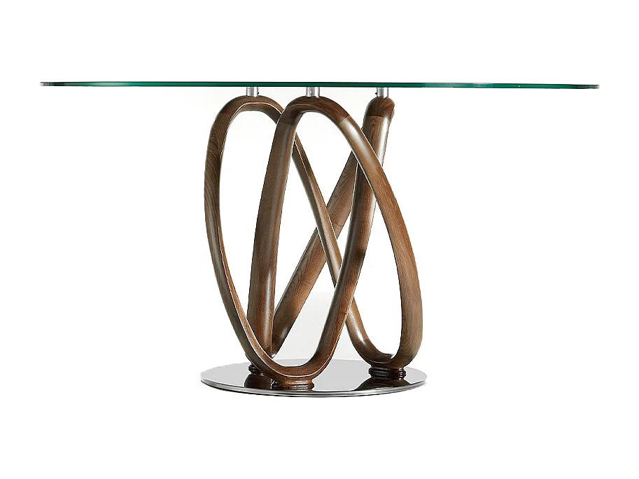 Tavolo da pranzo in vetro temperato e legno massello di noce   1021 ANGEL CERDA