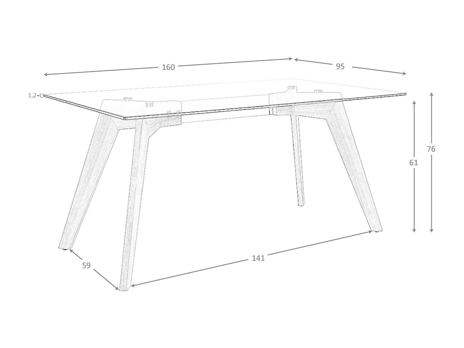 Table à manger en verre trempé et bois 1031 ANGEL CERDA
