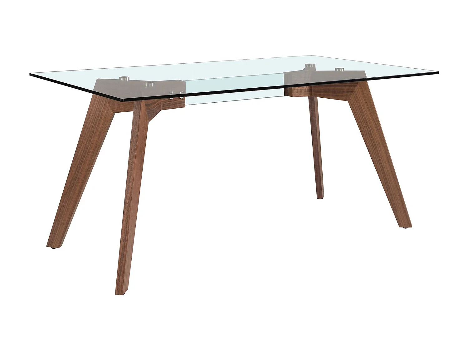 Table à manger rectangulaire verre trempé et noyer 1031 ANGEL CERDA