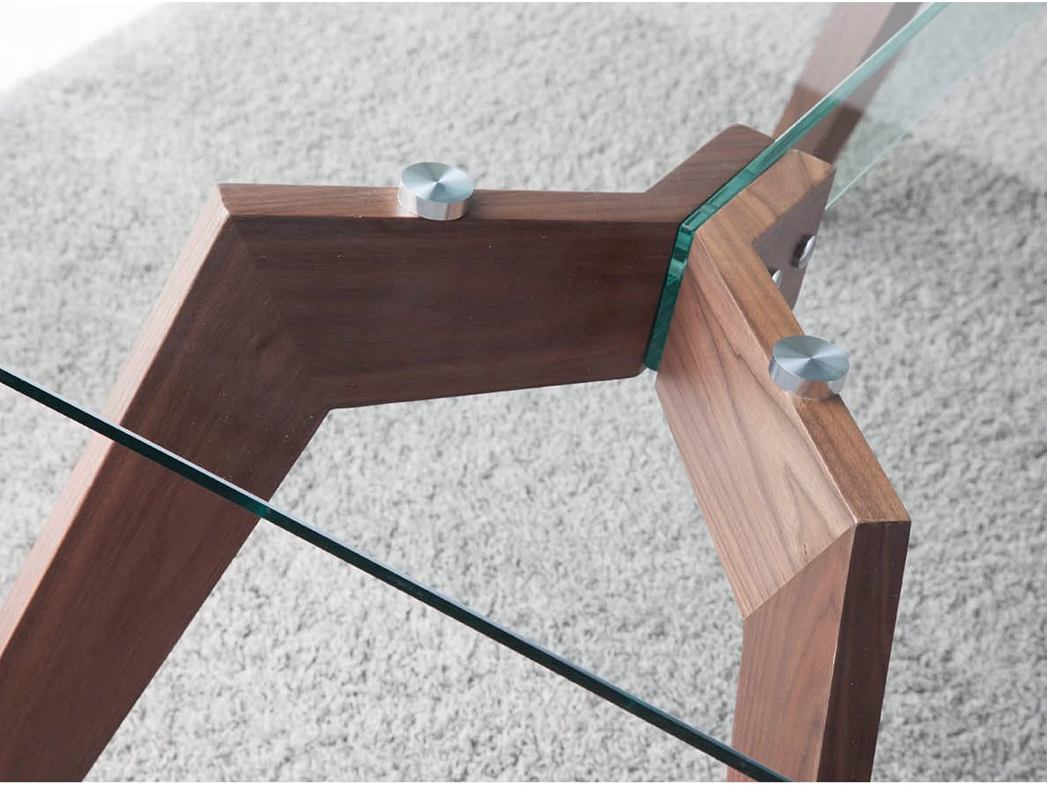 Table à manger rectangulaire verre trempé et noyer 1031 ANGEL CERDA