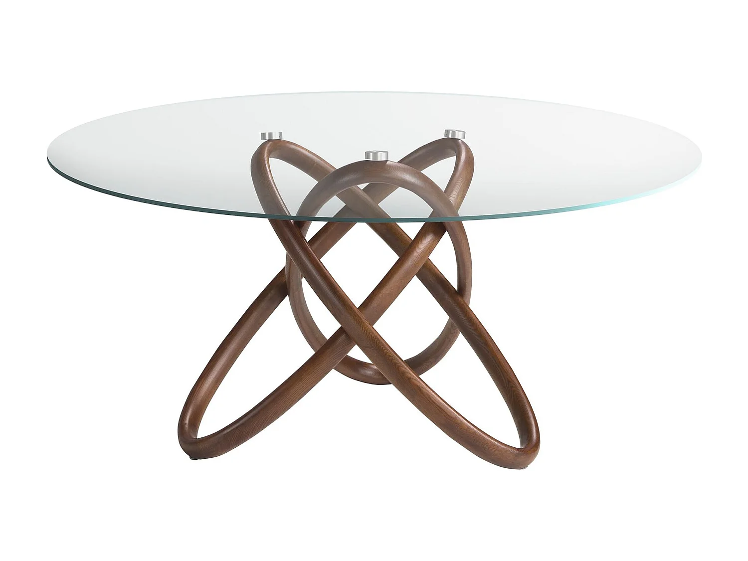 Table à manger ronde verre trempé et noyer 1020-Ø130 ANGEL CERDA