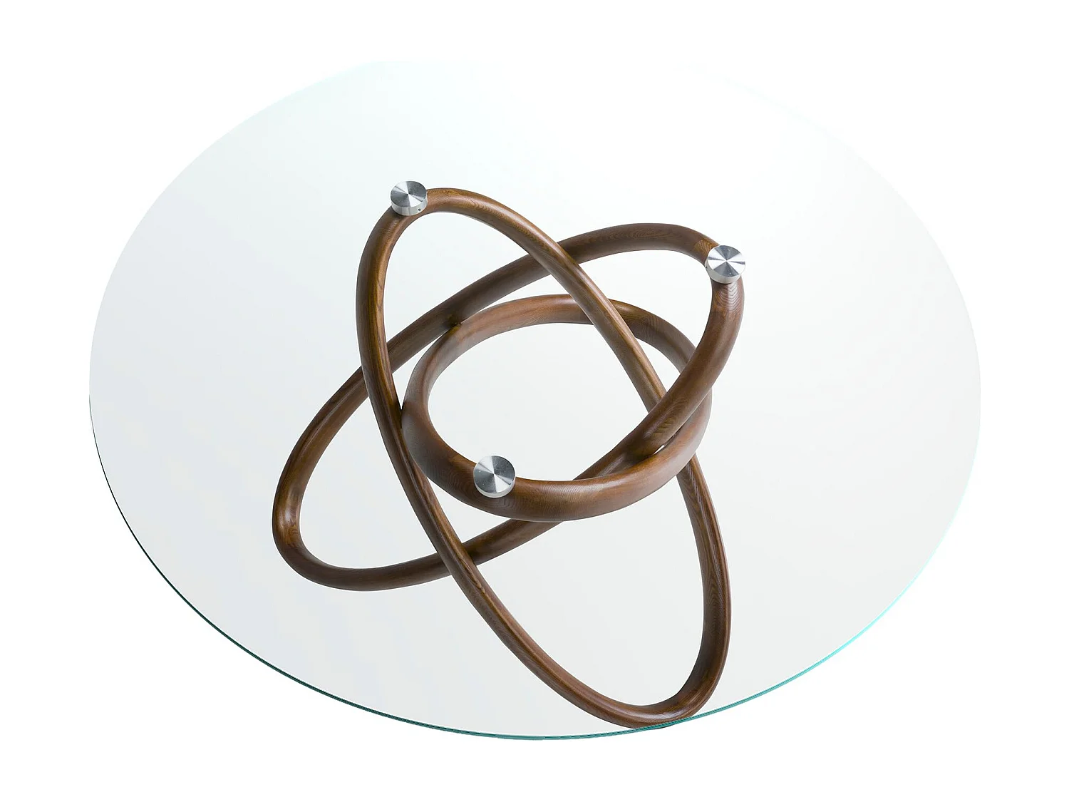 Table à manger ronde verre trempé et noyer 1020-Ø130 ANGEL CERDA