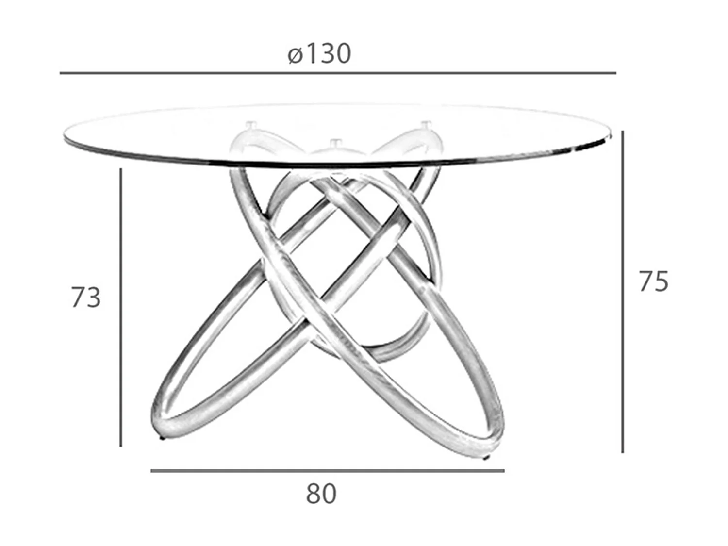 Table à manger ronde verre trempé et noyer 1020-Ø130 ANGEL CERDA