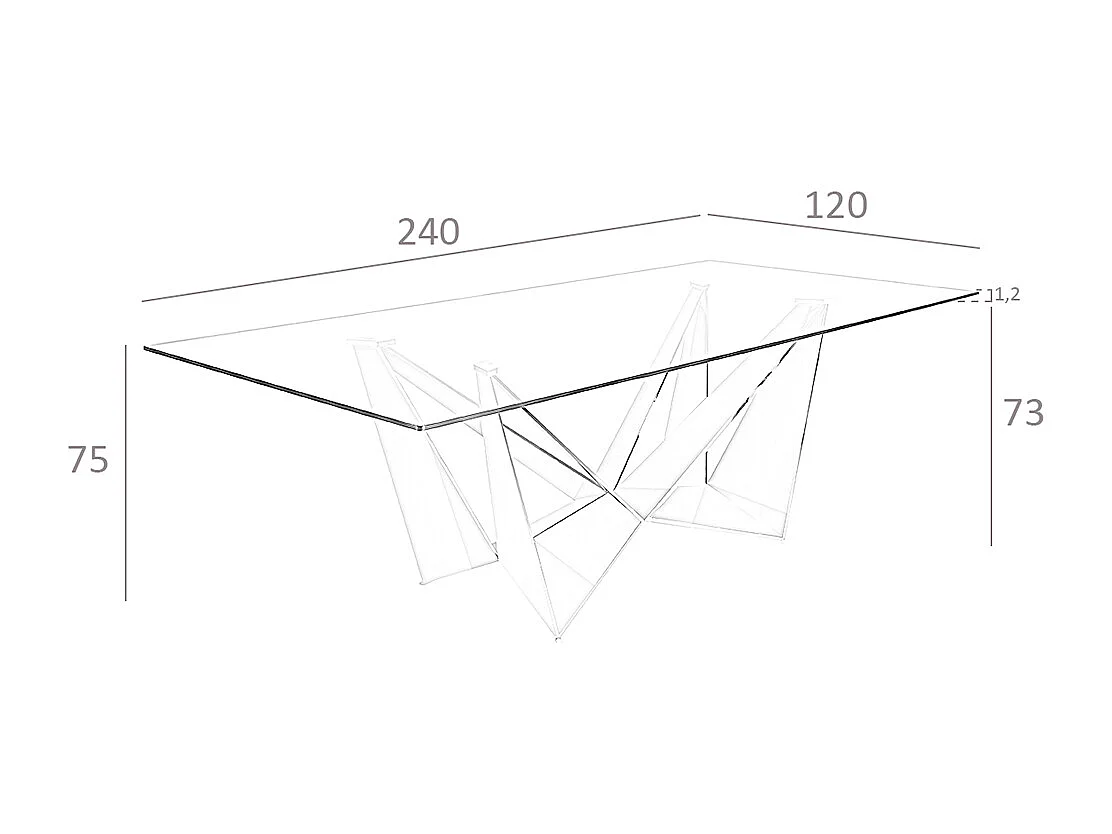 Esstisch Rechteckig gehärtetes Glas aus verchromter Stahl 1049 ANGEL CERDA