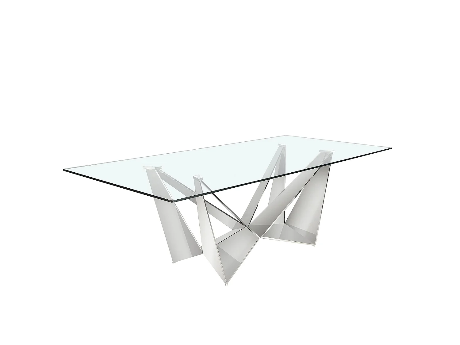Eettafel rechthoekig gehard glas en verchroomd staal 1049 ANGEL CERDA