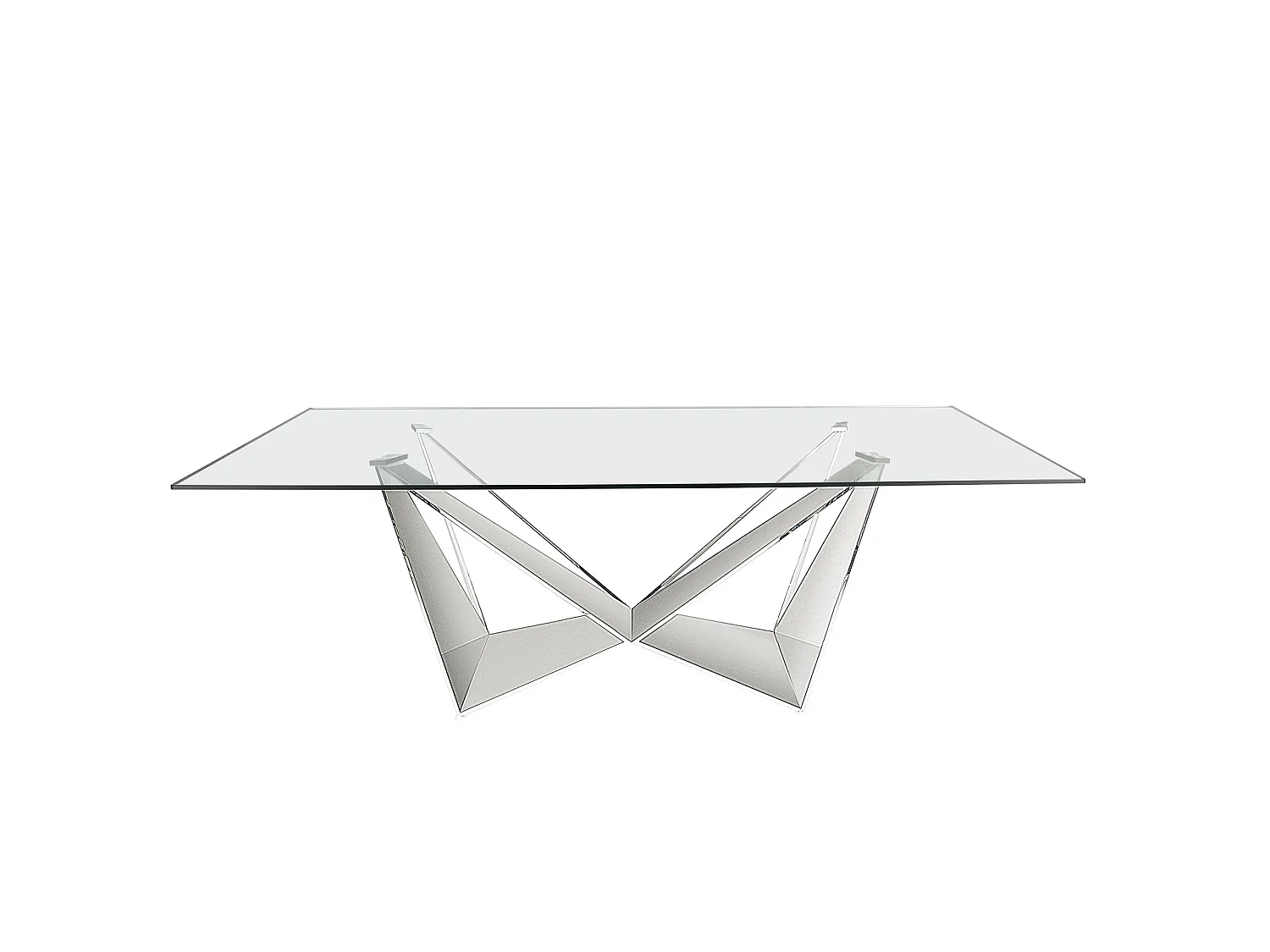 Eettafel rechthoekig gehard glas en verchroomd staal 1049 ANGEL CERDA