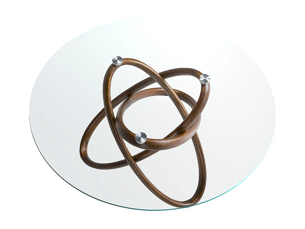 Stół do jadalni okrągła szkło hartowane i orzech włoski