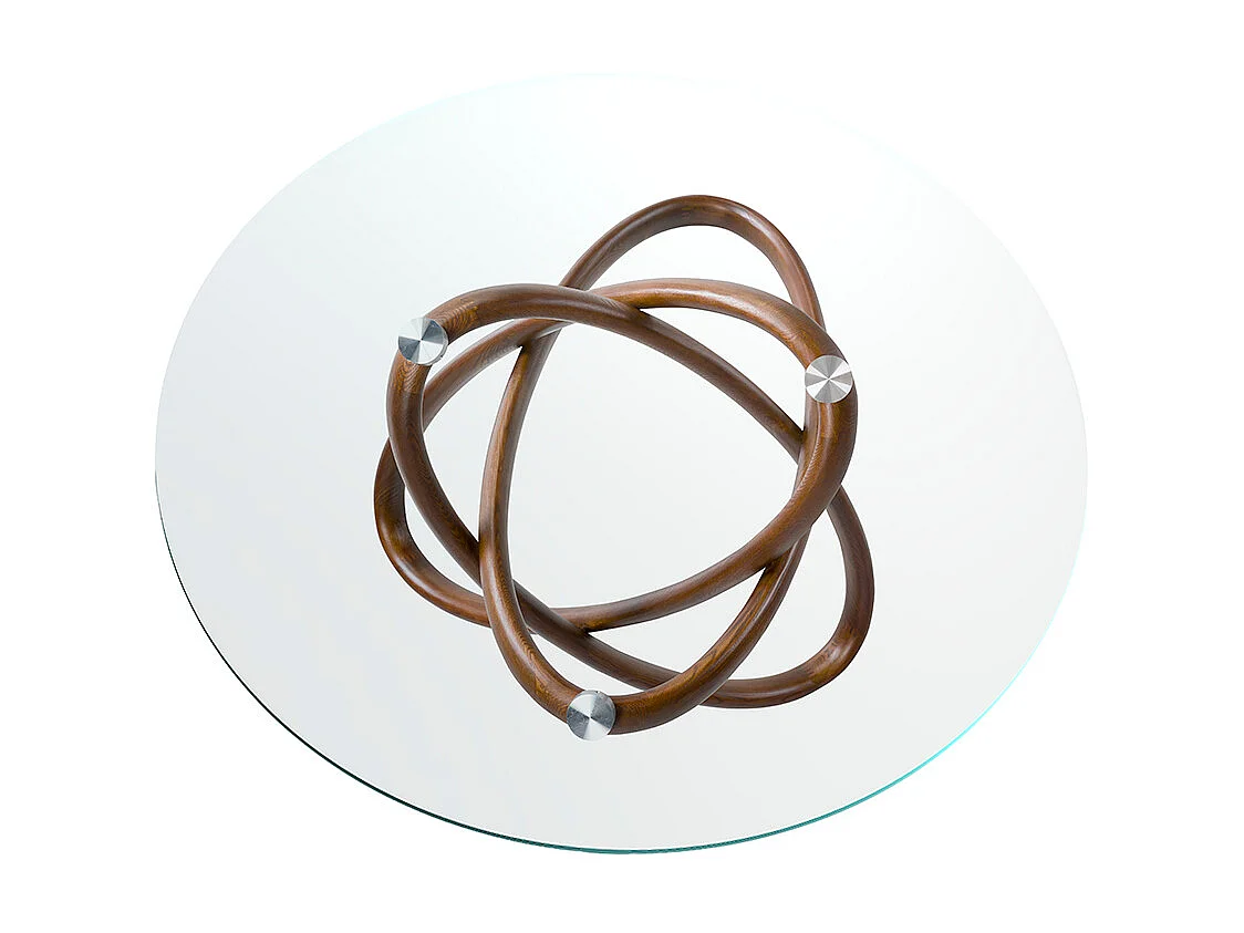 Stół do jadalni okrągła szkło hartowane i orzech włoski