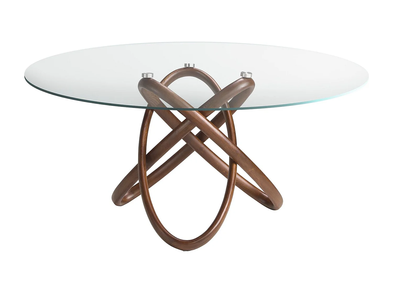 Table à manger ronde verre trempé et noyer 1020-Ø150 ANGEL CERDA