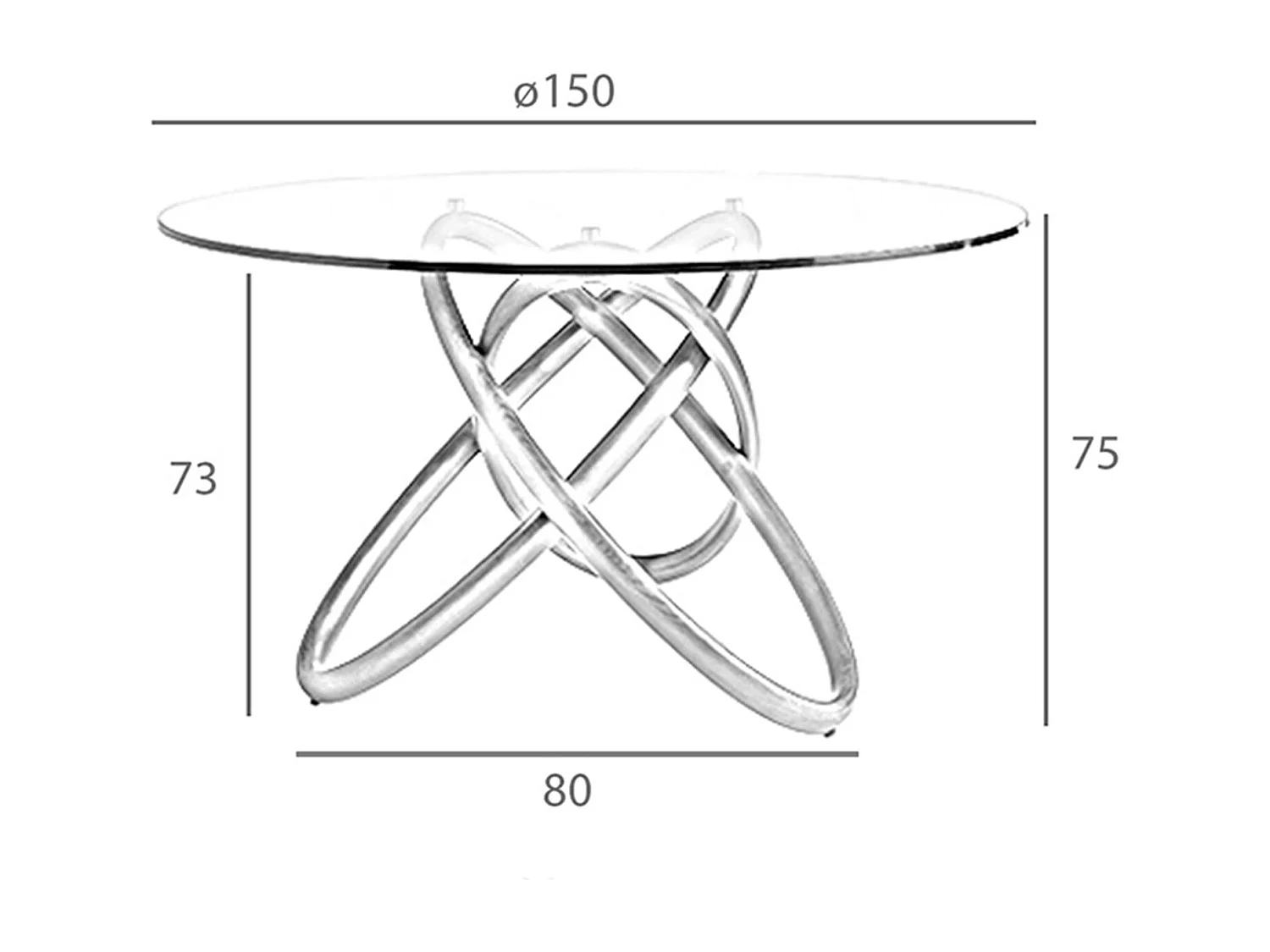 Table à manger ronde verre trempé et noyer 1020-Ø150 ANGEL CERDA