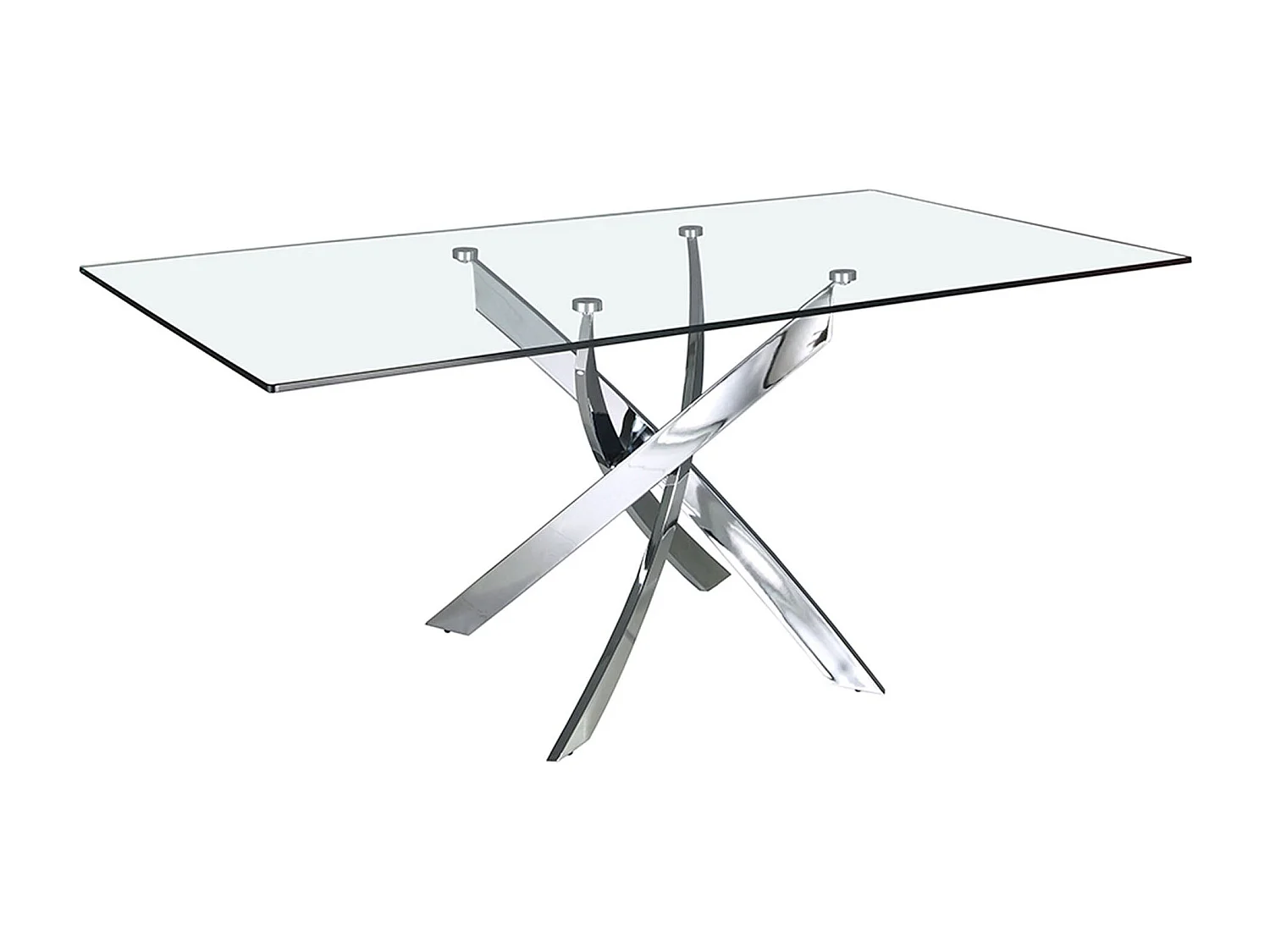 Mesa comedor rectangular cristal templado y acero cromado 1061-140x95 ANGEL CERDA