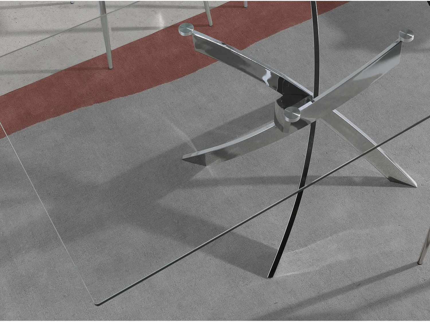 Mesa comedor rectangular cristal templado y acero cromado 1061-140x95 ANGEL CERDA