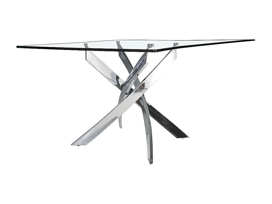 Mesa comedor rectangular cristal templado y acero cromado 1061-140x95 ANGEL CERDA