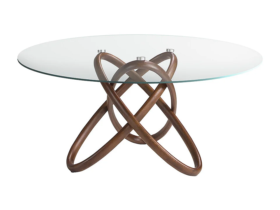 Esstisch runde gehärtetes Glas aus walnussfarbenes Holz 1020-Ø140 ANGEL CERDA