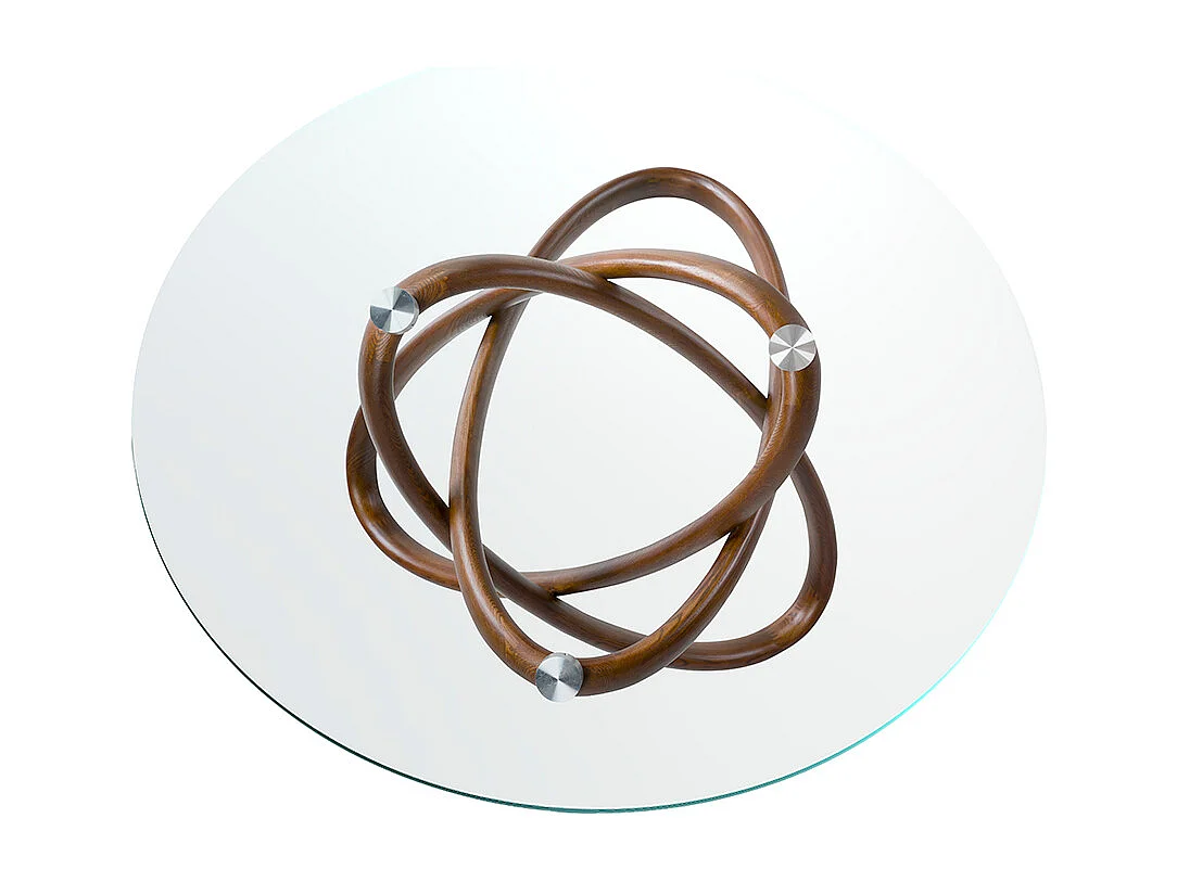 Esstisch runde gehärtetes Glas aus walnussfarbenes Holz 1020-Ø140 ANGEL CERDA